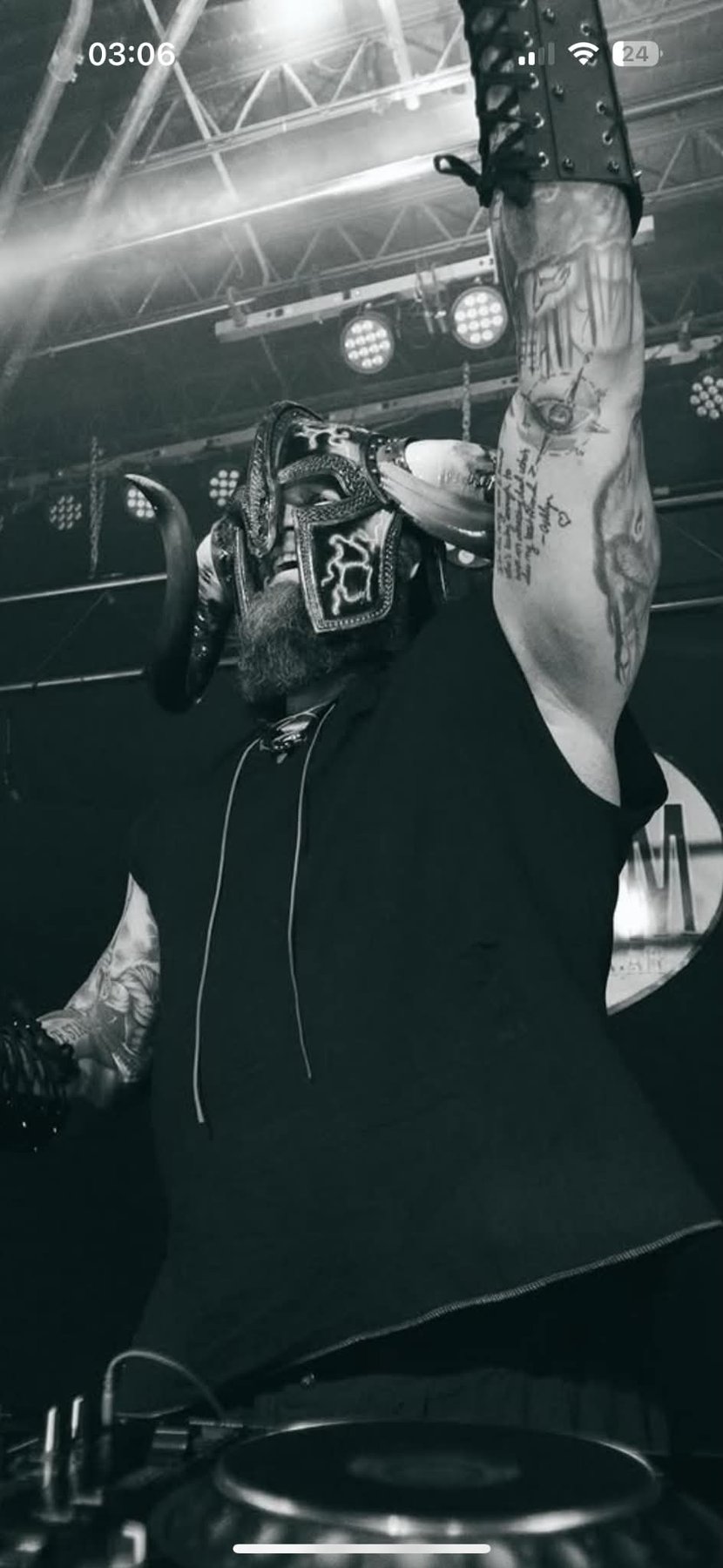Hellforged Viking helmet on stage