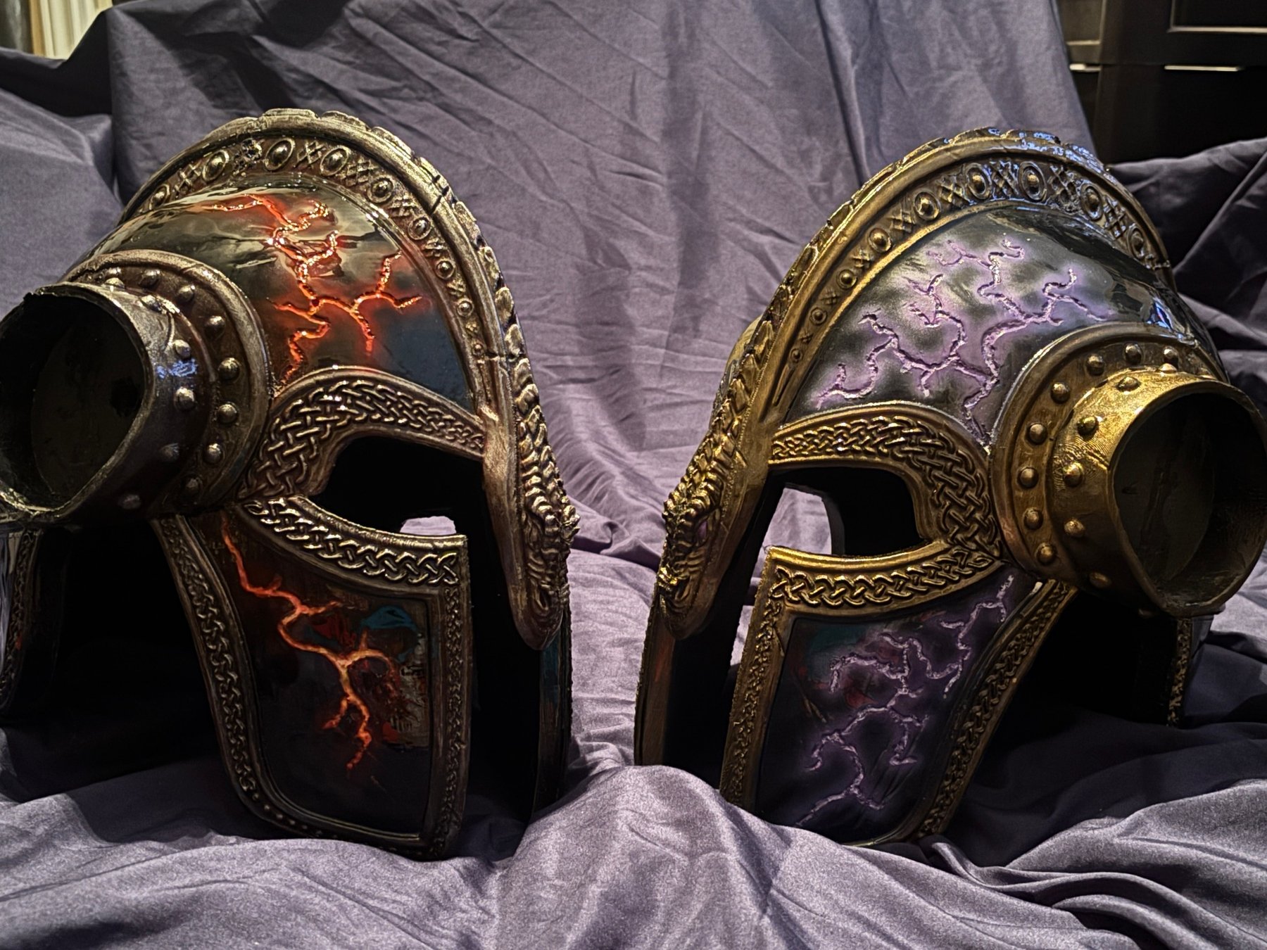 Two custom Viking helmet variants