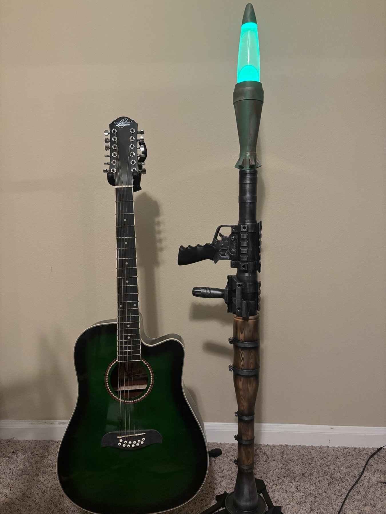 RPG Lava Lamp shown beside guitar for scale