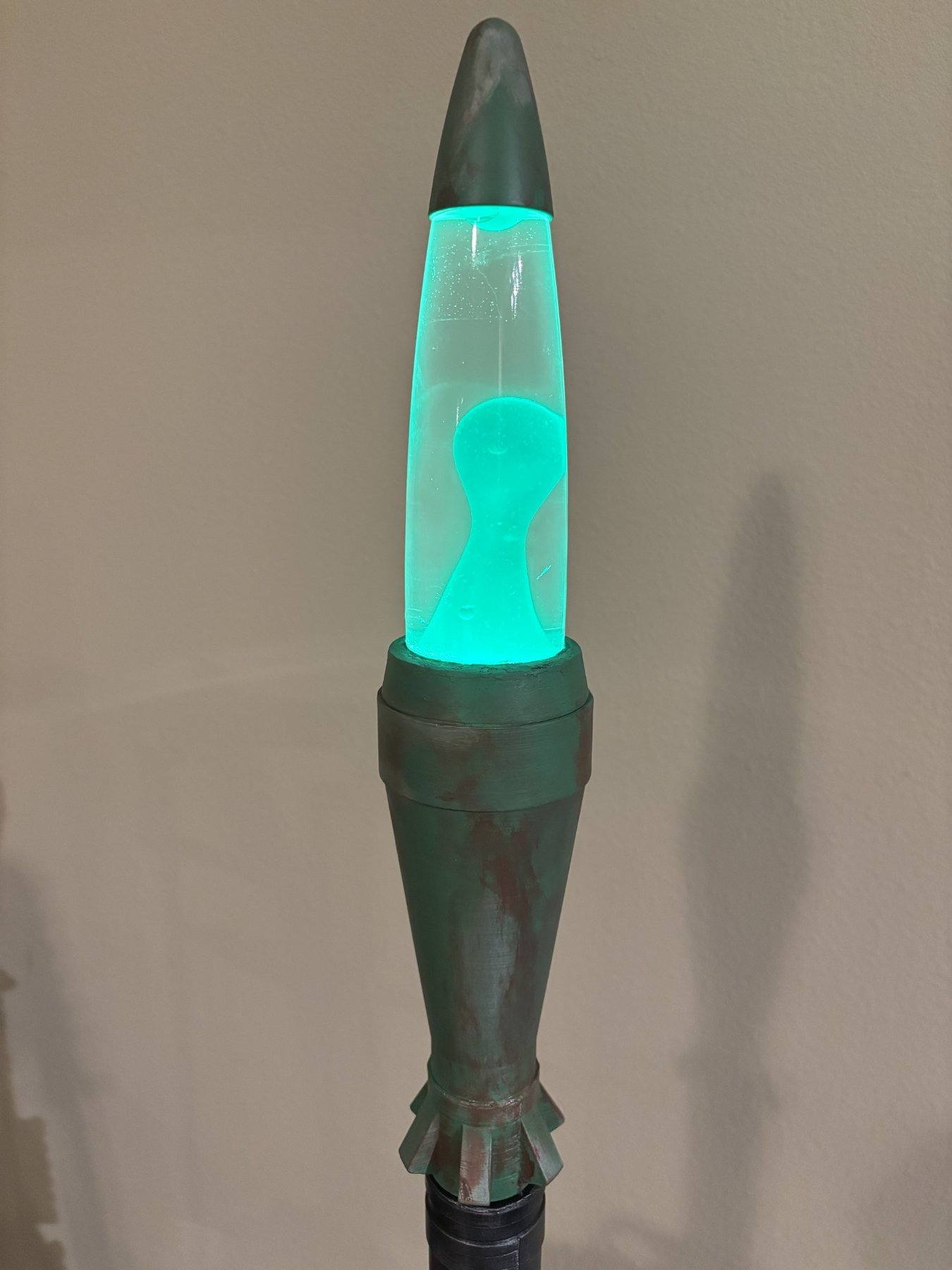 RPG Lava Lamp illuminated closeup